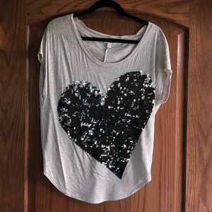 Express Sequins heart Shirt